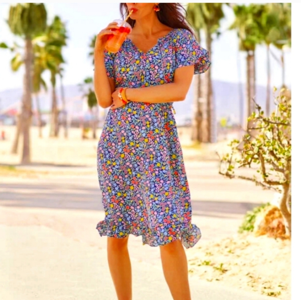Talbots Floral Flounce Dress